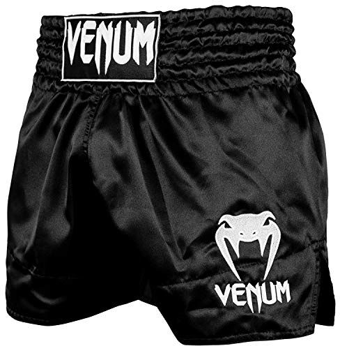 VENUM Classic, Pantaloncini Muay Thai Unisex – Adulto, Nero/Bianco, XL