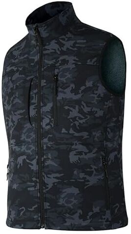 Zzkouine Gilet Camo per gli uomini Leggero antivento Fleece-Lined Softshell Giacca senza maniche per Golf-2 tasche nascoste Leggero idrorepellente per viaggi e altro ancora-Camouflage-M