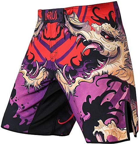 LAFROI Pantaloni da MMA, Boxe, Cross Training e Altri Sport da Combattimento, con Coulisse e Tasca, QJK01, Blood Moon, M