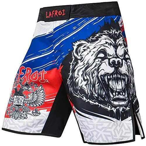 LAFROI Pantaloni da MMA, Boxe, Cross Training e Altri Sport da Combattimento, con Coulisse e Tasca, QJK01, Honor Strike, L