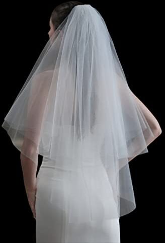 ARHZ Velo sposa 1.5m Velo da sposa in tulle, velo corto con pettinino per matrimonio, addio al nubilato