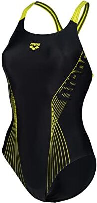 Arena Women's Swimsuit Swim Pro Back Graphic, Intero Donna, Black-soft Green, 44