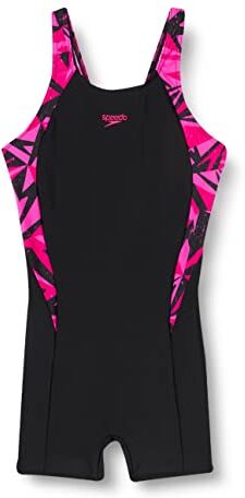 Speedo Bambina Hyper Boom Splice L Costume Intero, Nero/ Electric Rosa/ Ecstatic, 5-6 Anni