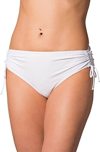 Aquarti Slip Bikini con Coulisse ai Fianchi da Donna, Bianco, 44