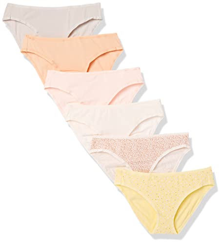Amazon Essentials Slip Bikini in Cotone (Disponibile in Taglie Forti) Donna, Pacco da 6, Floreale/Multicolore/Stampa Animalier, 44