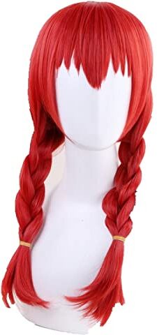 RUIRUICOS 50cm Cosplay Wig Amano Miu Off Blend S Red Braids Hair Anime Woman Costume Wig Peruca + Wig Cap