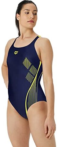 Arena Swim Pro Back Graphic Costume da Bagno Intero, Donna, Blu (Navy/Soft Green), 42