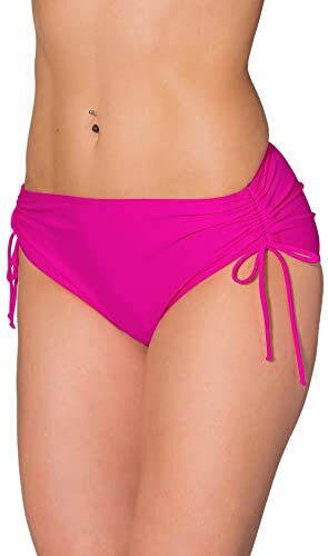 Aquarti Slip Bikini con Coulisse ai Fianchi da Donna, Rosa, 44