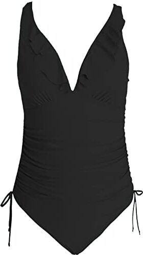 KeAlzari Costume da Bagno Intero da Donna con Scollo a V e Scollo a V (L) (Nero-L)