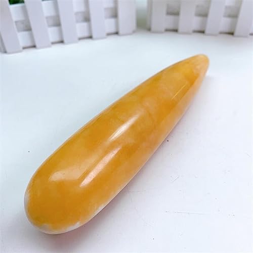 GENERIC Natural 18cm Yellow Calcite Crystal Quartz Massage Wand Gemstone Yoni For Women Smooth Polished Gifts,calcite Gialla