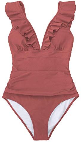 CUPSHE Costume da Bagno Intero da Donna con Scollo a V e Scollo a V, S