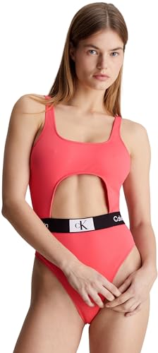 Calvin Klein Costume da Bagno Donna One Piece Cut-out, Rosa (Calypso Coral), L