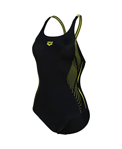 Arena Women's Swimsuit Swim Pro Back Graphic, Intero Donna, Black-soft Green, 48