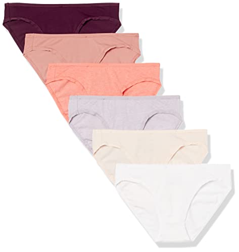 Amazon Essentials Slip Bikini in Cotone (Disponibile in Taglie Forti) Donna, Pacco da 6, Neutral Shades, 42