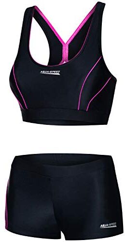 Aqua Speed Fiona Ladies Tankini   Due Pezzi   Tessuto Vita   Resistente al Cloro e Crema Solare/Olio   08. Nero Rosa   Taglia: 42