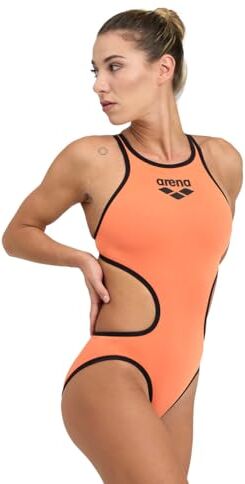 Arena One Big Logo Costume Intero Donna, Costume da Bagno ad Asciugatura Rapida, Costume da Bagno Sportivo in Tessuto  MaxLife Eco con Massima Resistenza al Cloro e Protezione UV UPF 50+