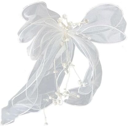 Generic Abito da sposa copricapo filato netto velo fatto a mano velo clip clip fiocco bianco temperamento H0U0 onda laterale bella forcina