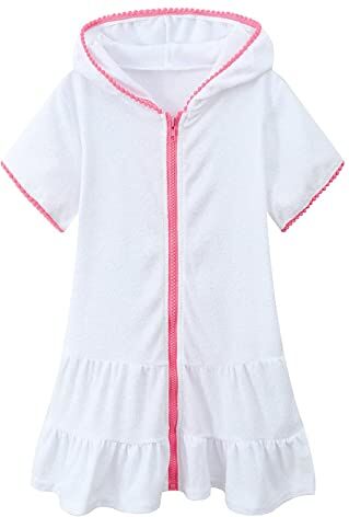 Dasongff Little Girls Swim Cover Up Kids Swimsuit Coverup Zip Up Beach costume da bagno con cappuccio accappatoio assorbente Terry Beach Maglioni Per Ragazze Per Vendita Leggings