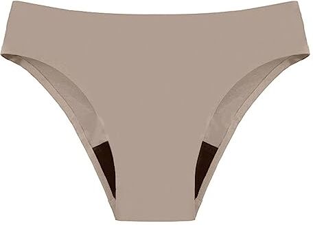 ELizoop Costume da Bagno mestruale a Prova di perdite con Fondo Bikini, Costume da Bagno con Mutandine da Bagno Bikini a Vita Alta per Adolescenti, Ragazze (S,Cachi)