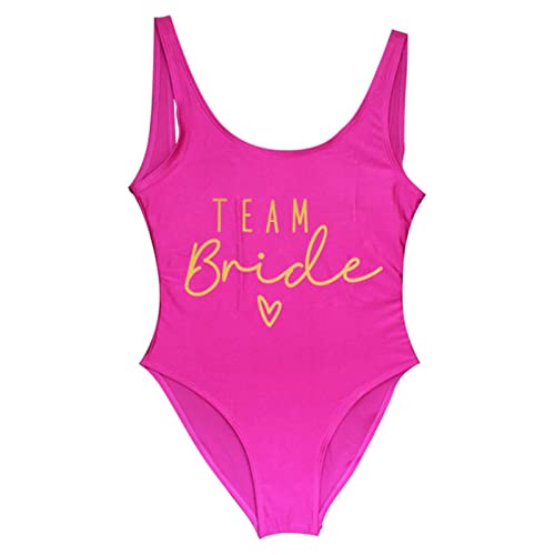 COTCLO Costumi da bagno da donna con stampa Team Bride Costume intero Squadra Donna Costumi da bagno Bachelorette Party Costume da bagno estivo Beachwear Costume da bagno Oro viola, XXL