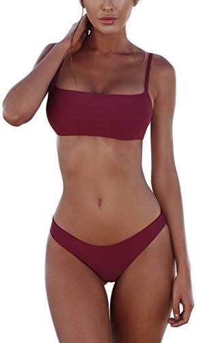 meioro Costumi da Bagno per Donna a Due Pezzi Bikini a Vita Bassa Tankini Bikini Push Up Abito