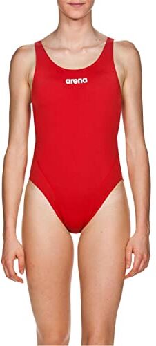 Arena Solid Swim Tech High Costume Intero Donna, Costume da Bagno Sportivo in Tessuto MaxLife con Massima Resistenza al Cloro e Protezione UV UPF 50+