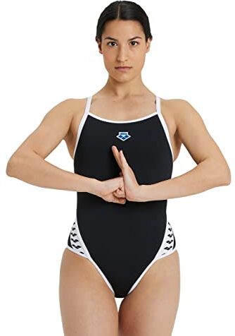 Arena Icons Super Fly Back Solid Costume Intero Donna, Costume da Bagno ad Asciugatura Rapida, Costume da Bagno Sportivo in Tessuto MaxLife Eco con Massima Resistenza al Cloro e Protezione UV UPF 50+