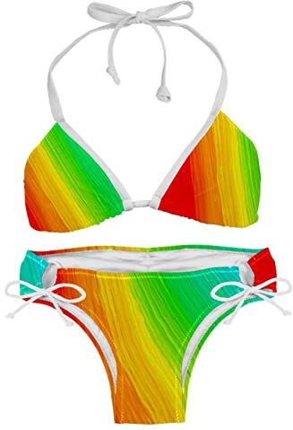 Generic Set bikini per costume da bagno da spiaggia arcobaleno da donna, Multicolore, One Size/XL