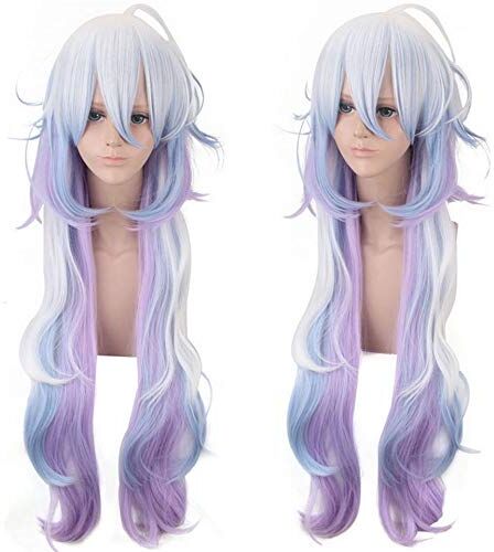 FZYUYU 100 Cm Sintetico Fgo Destino Grand Ordine Merlin A Strati Lunghi Ondulati Ombre Parrucca Cosplay Anime Halloween Costume Festa Donna Parrucche