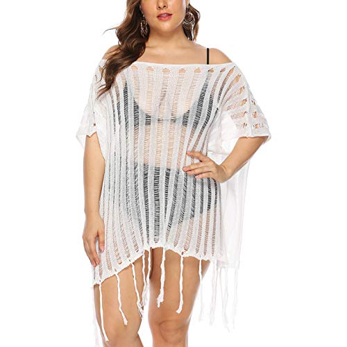 GAOHONGMEI Beachwear da donna Scava fuori Bikini Cover Ups Swimwear Crochet Sexy Sexy Beach Beach Beach Cover Ups Ladies Abito senza schienale White-XXXL