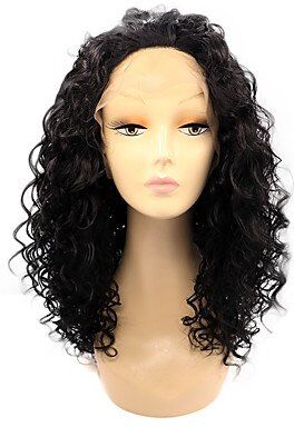 Wig Costume da donna in pizzo sintetico, taglia media, per capelli naturali, colore: nero