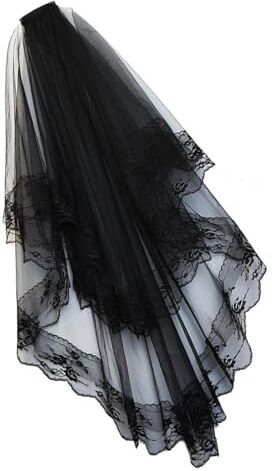 Geardeangloow Velo da sposa da sposa Prop Donne Copricapo Elegante Nero Bianco Colore Costume Da Sposa Veli di Pizzo Puntelli Accessori Abbigliamento nero