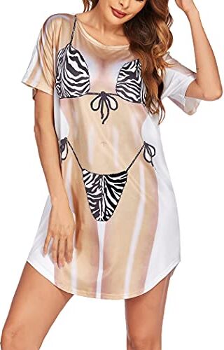 Ekouaer Copricostume Mare Donna Sexy Bikini Cover Up per Spiaggia Party Vacanze Beachwear Shirts Mare, Nero, S