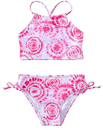 Topgrowth Accessorio Topgrowth Set Costumi Bambina Bikini Ragazza Costume da Bagno Stampa Tie Dye Spiaggia Crop Top Costumi Mare Swimwear Ragazze 8-14 Anni (Rosa, 160)