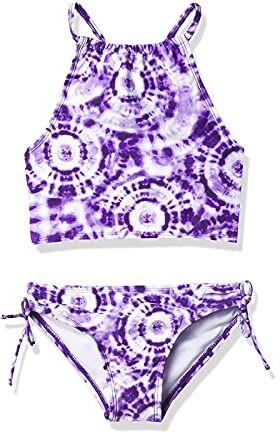 Topgrowth Accessorio Topgrowth Set Costumi Bambina Bikini Ragazza Costume da Bagno Stampa Tie Dye Spiaggia Crop Top Costumi Mare Swimwear Ragazze 8-14 Anni (Viola, 150)