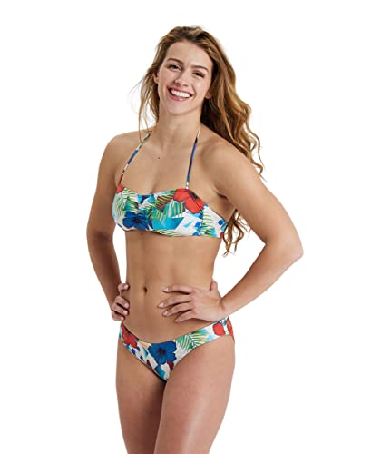 Arena Allover Bikini Donna a Fascia, Costume da Bagno con Tessuto Stretch ad Asciugatura Rapida, Costume da Donna con Coppe Removibili e Top con Laccetti