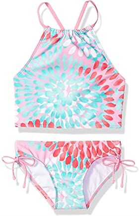 Topgrowth Accessorio Topgrowth Set Costumi Bagno Ragazza Bikini Bambina Costume da Bagno Stampa Florale Halter Crop Top Costumi Mare Swimwear Ragazze 8-14 Anni (Multicolore, 150)