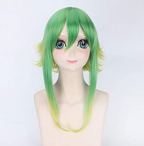 GGOII 3 Stili Parrucche Vocaloid Gumi Parrucca Cosplay Costume Donna Giallo-verde Sfumato Lunghezza media Capelli sintetici Vocaloid Gumi Perucas DM274