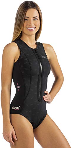 Cressi Termico Ultraspan, Costume Monopezzo Neoprene 2mm Donna, Nero/Logo Rosa, M