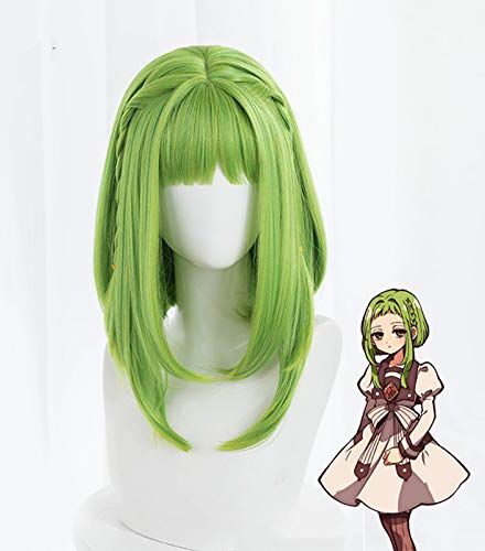 XINYIYI Anime Nanamine Sakura Green Wig Costume Cosplay Jibaku Shounen Toilet-Bound Hanako-Kun Resistente Al Calore Capelli Sintetici Parrucche Da Donna