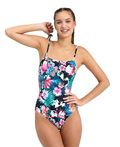 Arena Allover U Back Costume Intero Donna, Costume con Coppe Removibili, Costume da Bagno con Tessuto Elasticizzato Riciclato ad Asciugatura Rapida, Costume da Donna con Tessuto Foderato