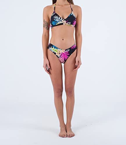 Hurley Hana Rvsb Moderate Bottom Mutandine Bikini, Black/Tiki Multi, S Donna