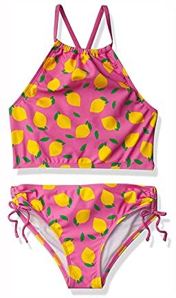 Topgrowth Accessorio Topgrowth Set Costumi Bagno Ragazza Bikini Bambina Costume da Bagno Stampa Florale Halter Crop Top Costumi Mare Swimwear Ragazze 8-14 Anni (140, C)