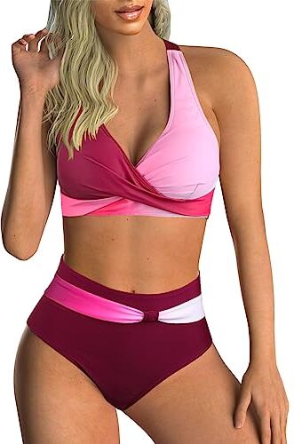 Adigaber Donna Costume da Bagno Push Up Imbottito Reggiseno Bikini Donna Due Pezzi Stampa Floreale Bikini Regolabile Costume da Bagno