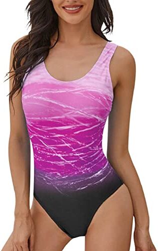 heekpek Costumi da Bagno Donna, Sexy Tinta Unita Monokini Costume Trikini Donna, Gradient Sportivo Bikini Brasiliana Push up, Un Pezzo Costumi Interi Donna con Tracolla Incrociata, Viola, XL