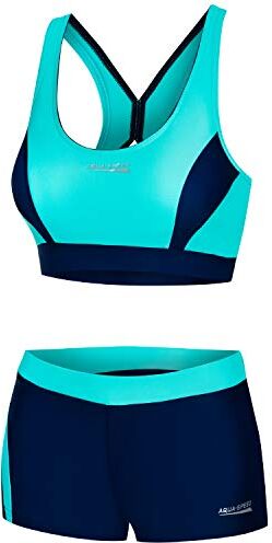 Aqua Speed Fiona Ladies Tankini   Due Pezzi   Tessuto Vita   Resistente al Cloro e Crema Solare/Olio   01. Turchese Marina   Taglia: 38