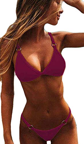 CheChury Costumi da Bagno Donna Mare Bikini Due Pezzi Push-up Reggiseno Imbottito Sportivi Bikini Brasiliano Triangolo Sexy Perizoma Soft Spiaggia Costumi Mare Bikini 2 Pezzi Swimwear