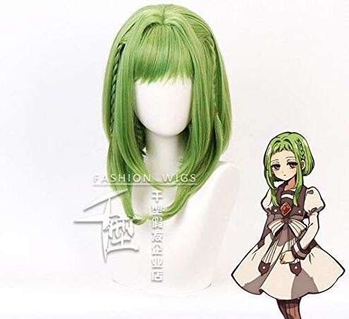 LINLINCD -ime Coser Wig Anime Nanamine Sakura Green Wig Costume Cosplay Jibaku Shounen Lotta Toilette Hanako Kun resistente al calore sintetico parrucche da donna