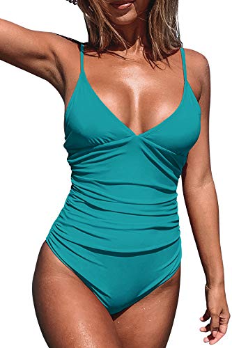 CUPSHE Costume da Bagno Intero da Donna con Volant con Scollo a V e Lacci, M