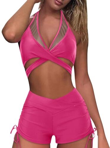 Generic Tankini Set da donna elegante e snellente, due pezzi, tankini a vita alta, costume da bagno con push up, costume da bagno, tankini, top e pantaloncini da bagno, stile retrò, elegante, moda da